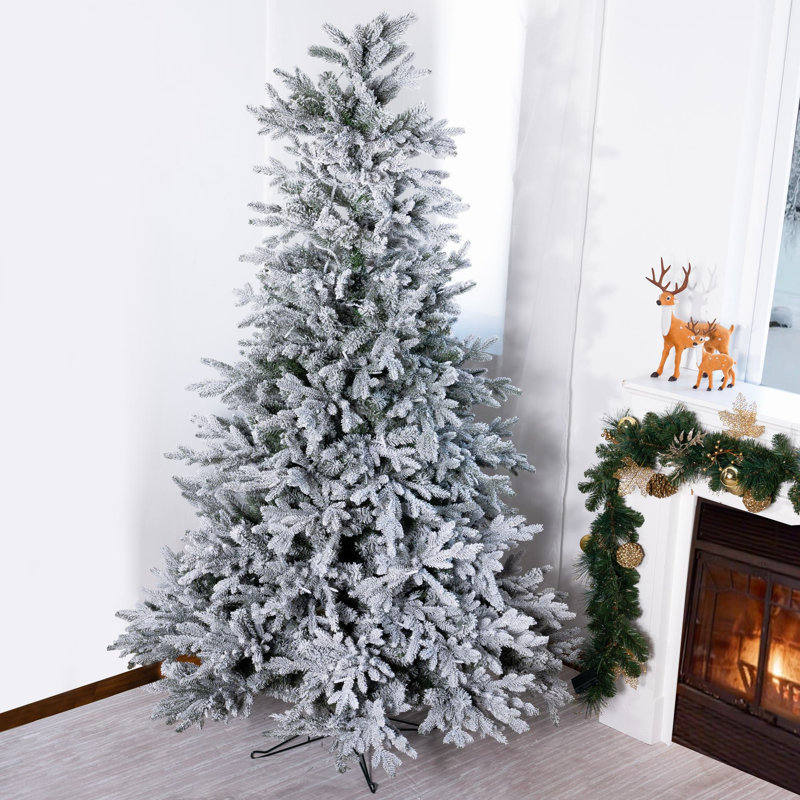 Teniente Flocked Artificial Pine Christmas Tree, 6.89' H