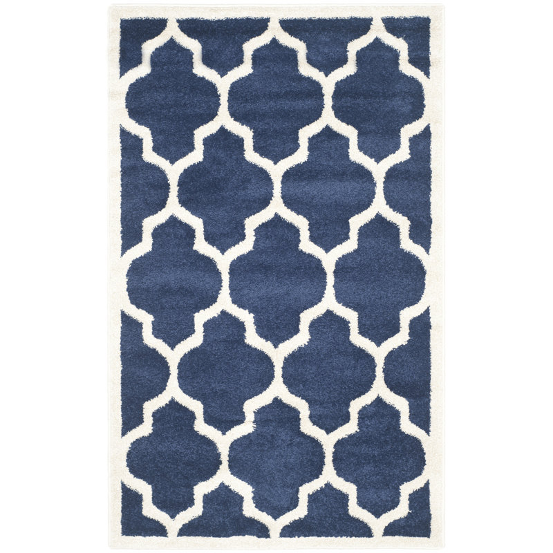 Ammundsen Geometric Navy Area Rug, Rectangle 3' x 5'
