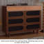 Buffet décoratif Mid-Century en bois massif deux tons