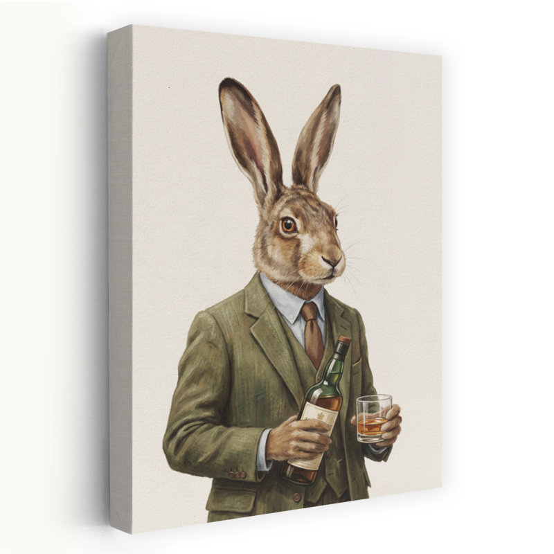«The Whiskey Hare», art mural contemporain, H 36 po x l 24 po