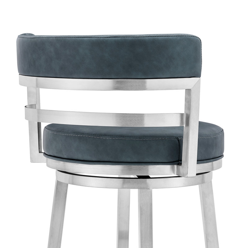 Tabouret de bar ou de comptoir pivotant Deherrera, Tabouret de comptoir (siège d'une hauteur de 26 p, Acier inoxydable brossé