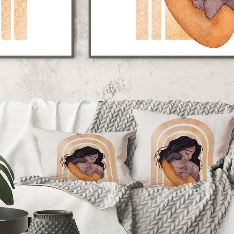 Coussin décoratif à imprimé glamour jeune femme enceinte III 12 po x 20 po