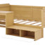 Lit de jour simple fonctionnel en bois avec tablettes de rangement intégrées et bureau-1396014403