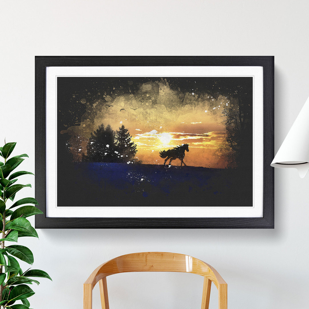 Wild Horse at Sunset Vol.2 Paint Splash - Picture Frame Graphic Art