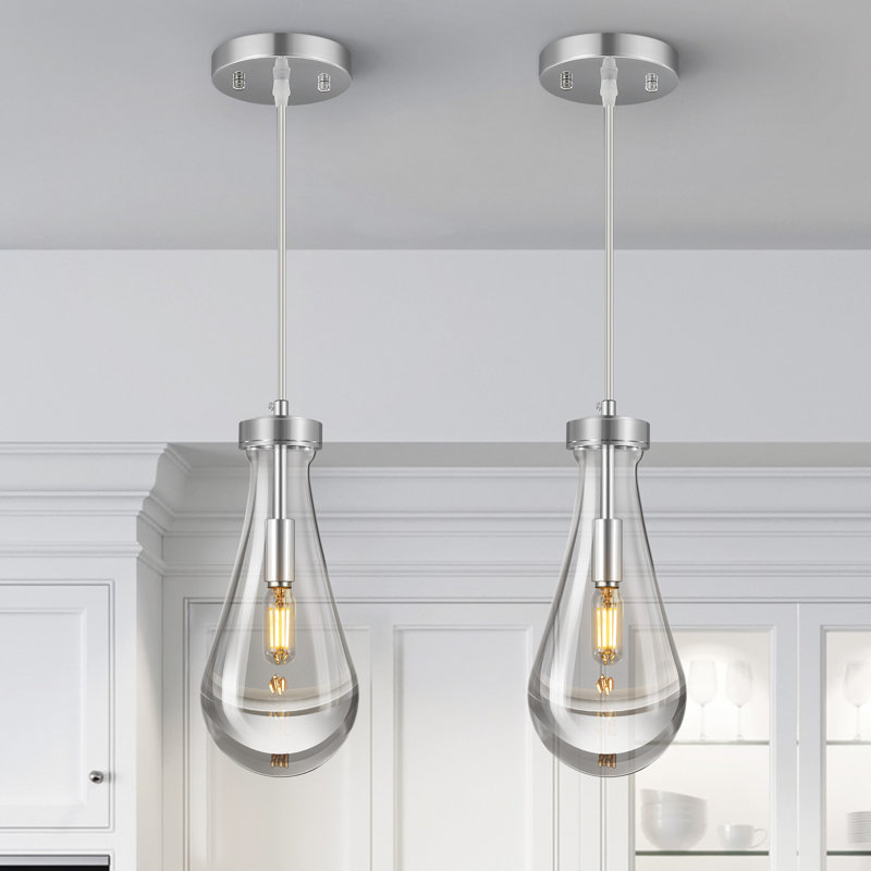 Luminaires suspendus en goutte d'eau Eduardo, Chrome chrome