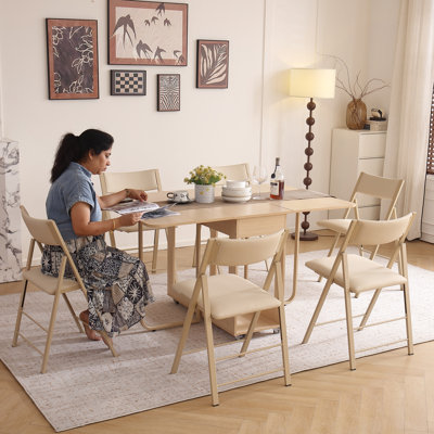 Folding Chairs with Cushion 2 PCS -  Heavy Duty Steel Frame Foldable Dining Chairs