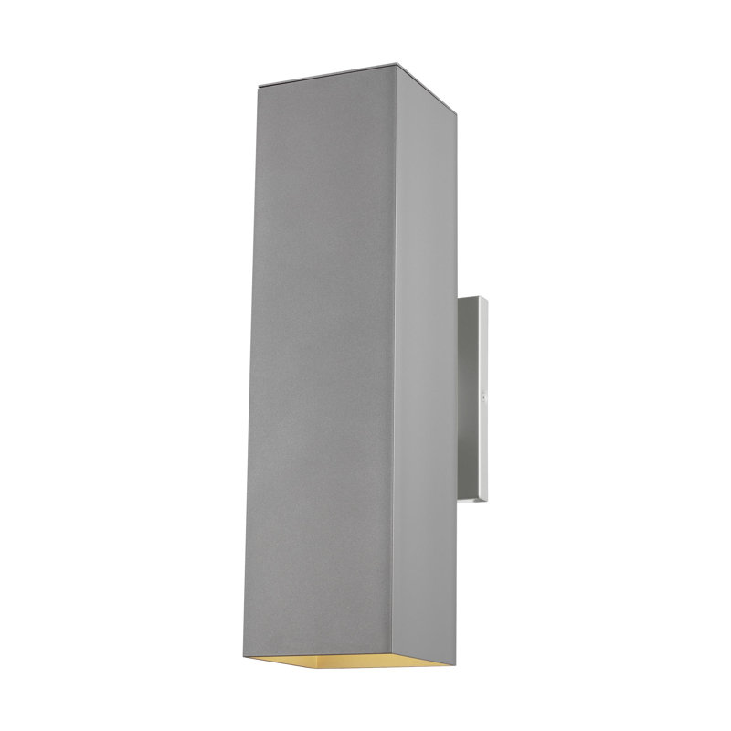 Medium Two Light Outdoor Wall Lantern, Painted Brushed Nickel, No, 18.5" H x 5" W x 7.75" D
