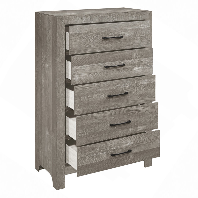 Commode à tiroirs, commode 1 pièce au fini gris avec tiroirs de rangement
