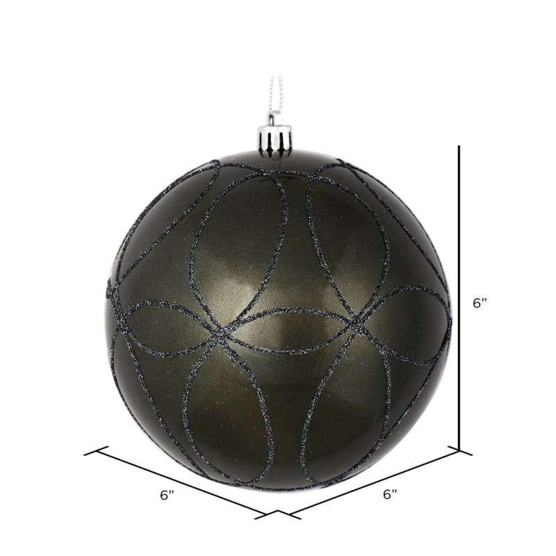 Ornement boule bonbon avec cercle scintillant, Étain