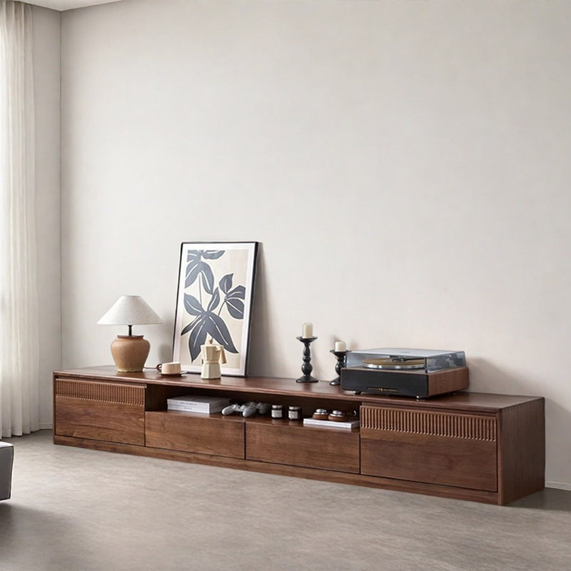 Meuble télé minimaliste rétro en bois massif, H 15,74 po x L 86,61 po x l 15,74 po