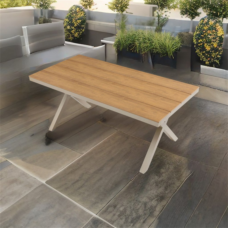 Table de salle à manger d'extérieur rectangulaire, Teck clair