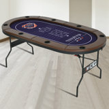 71'' 8 - Player Foldable Poker Table With Padded Rails And Cup Holders