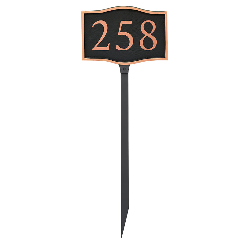 Serif 1-Line Lawn Address Sign, Black, Copper