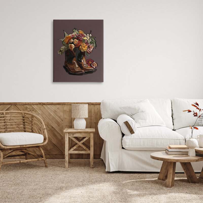 "Modern Floral Boot Bouquet" par Amelia Noyes sur toile, H 40 po x l 30 po