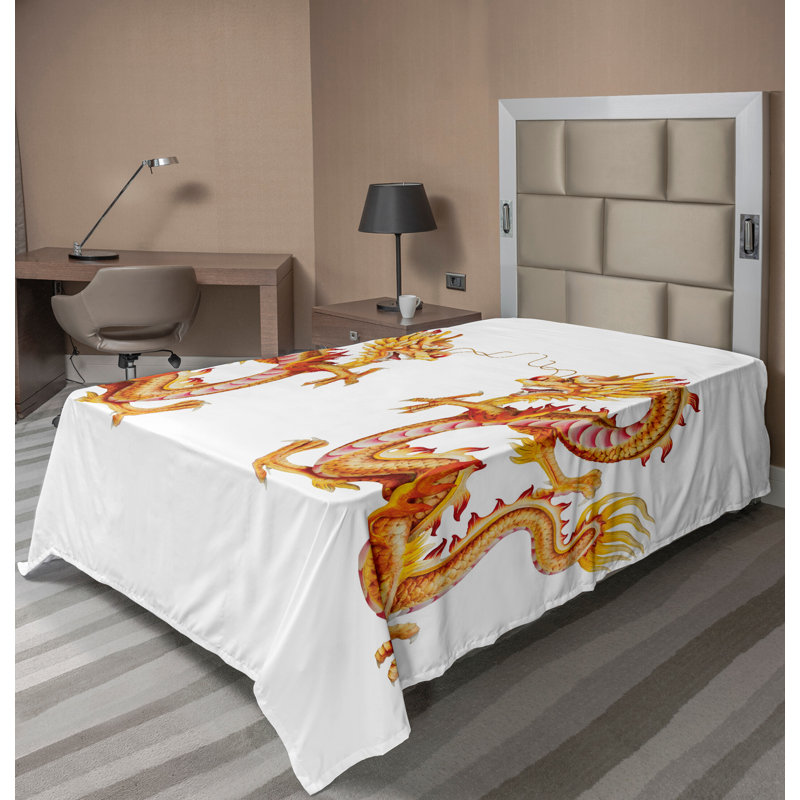Drap plat Ambesonne Dragon, Drap plat pour lit simple TG