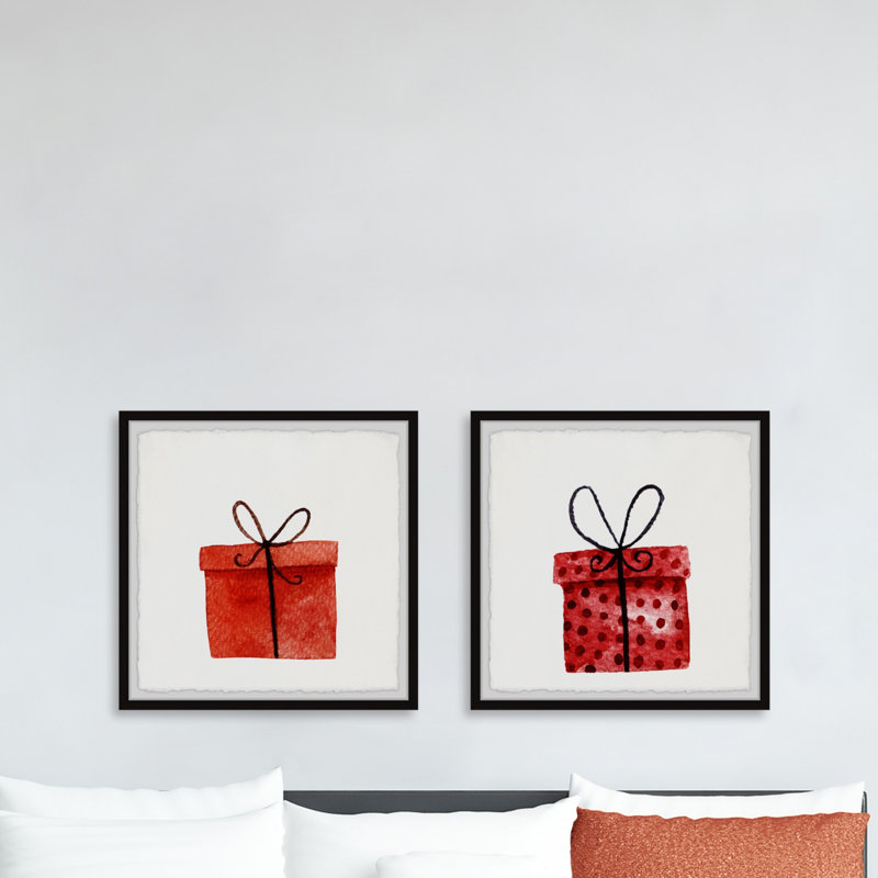 Chatman Chatman Red Gift Boxes - 2 Piece Single Picture Frame Painting, 81cm H x 163cm W x 3.81cm D
