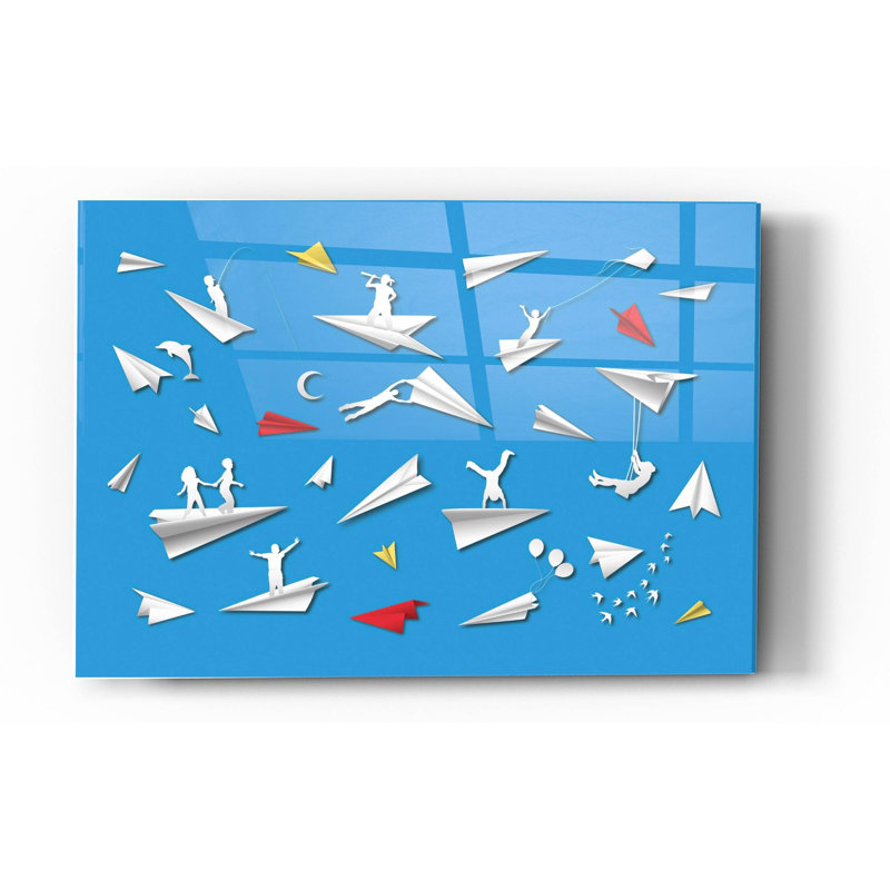 «Paper Planes», art mural en verre acrylique, H 24 po x l 36 po x P 0,2 po