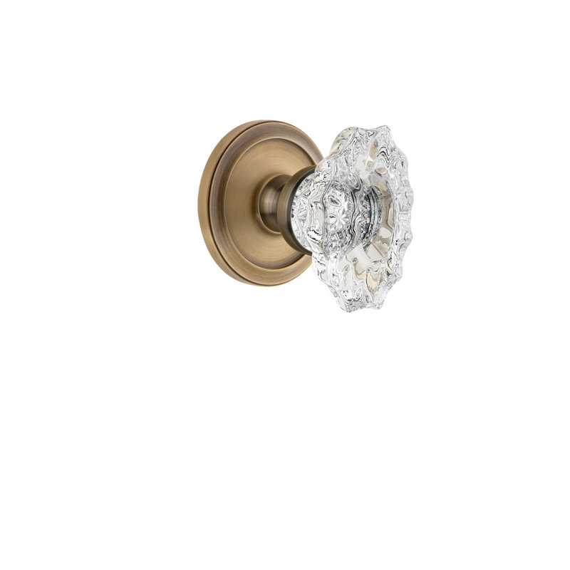 Rosace Grandeur circulaire simple avec bouton de porte en cristal Biarritz, Laiton rétro