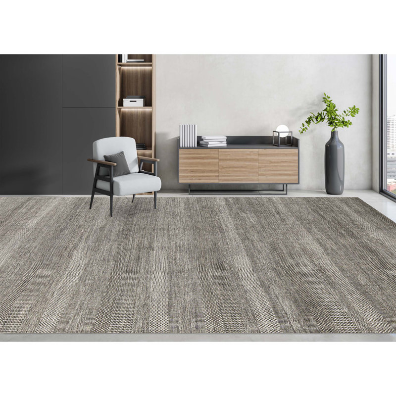 Tapis noir et argent noué à la main de haute qualité