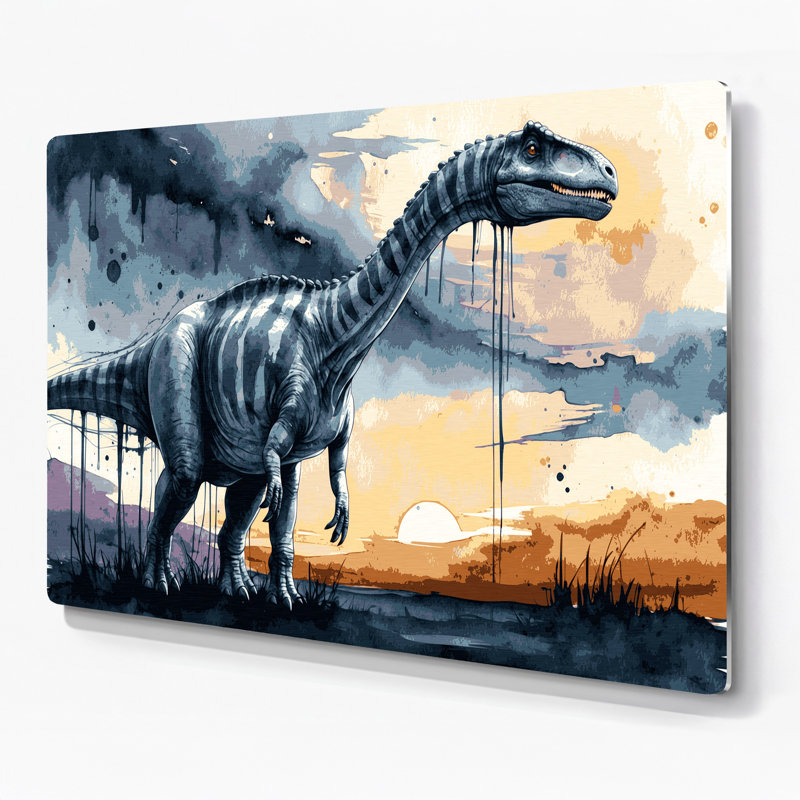 «Dinosaur Brachiosaurus Beige», art mural en métal, H 11 po x l 14 po