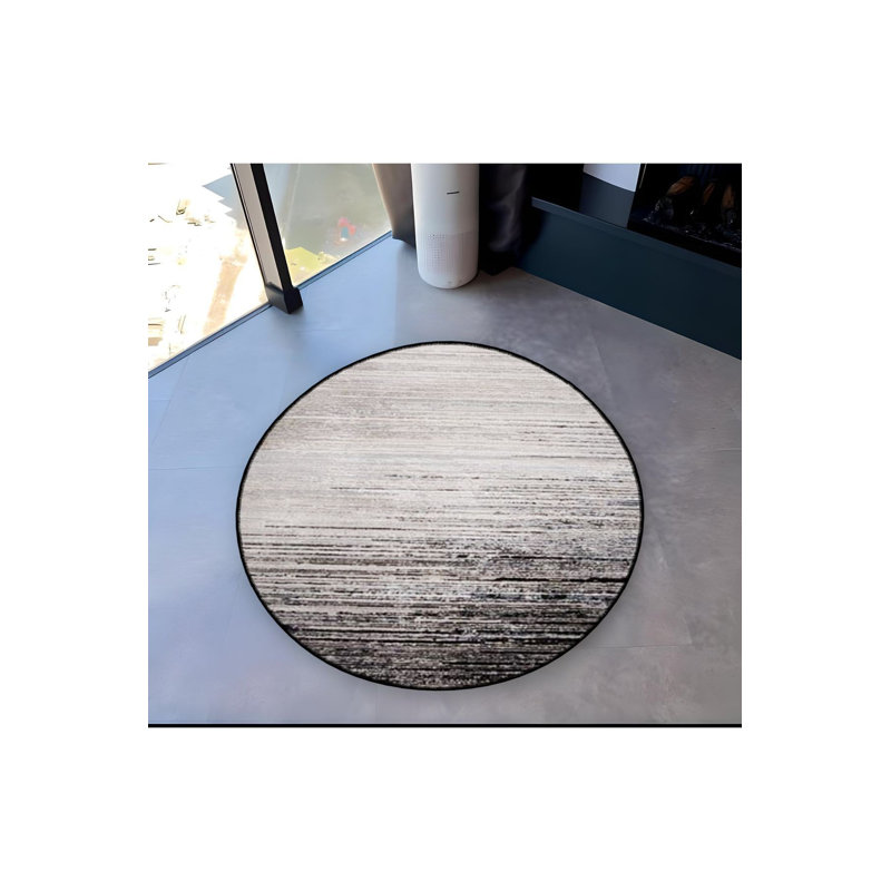 Tapis rond rond blanc et noir, Sous-tapis rond 2 pi 8 po inclus