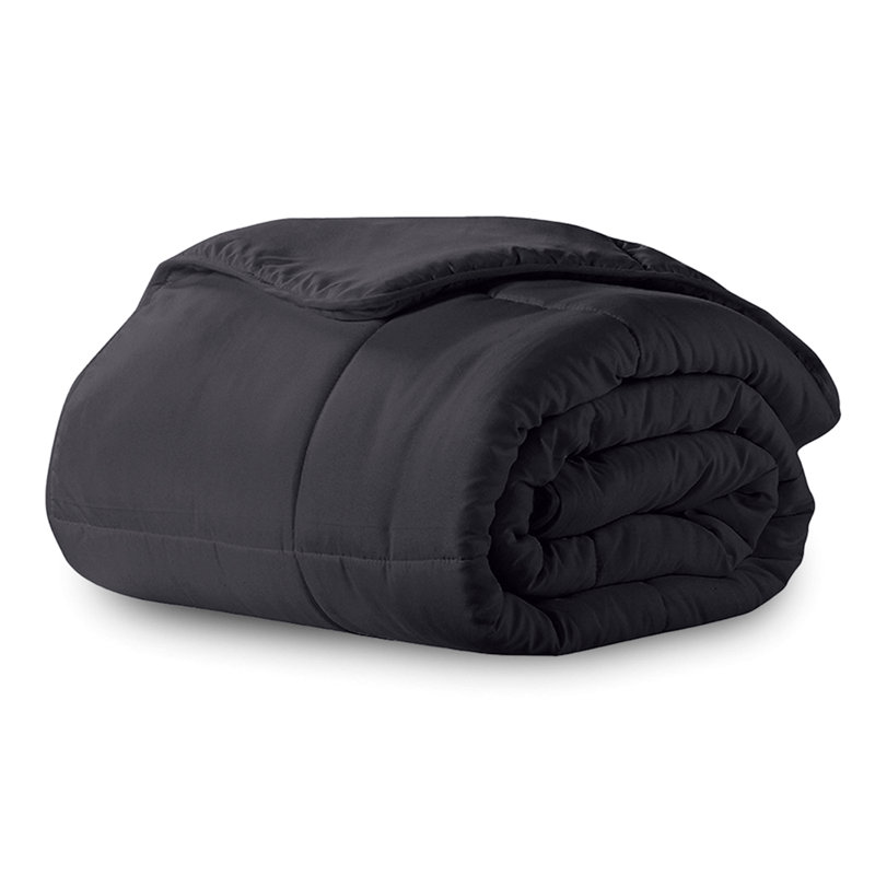 Brushed Cozy Touch Microfiber Down-Alternative Comforter, King, Black