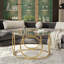 Table basse 31,5 "moderne à plateau rond en verre avec structure circulaire en métal, table d'appoint contemporaine pour le salon