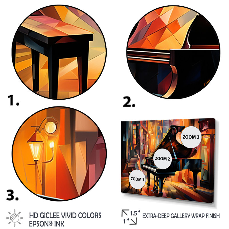 Harlem Renaissance Stride Piano Rhythms 1 - art mural Harlem Renaissance, H 12 po x l 20 po x P 1 po, Cadre flottant doré