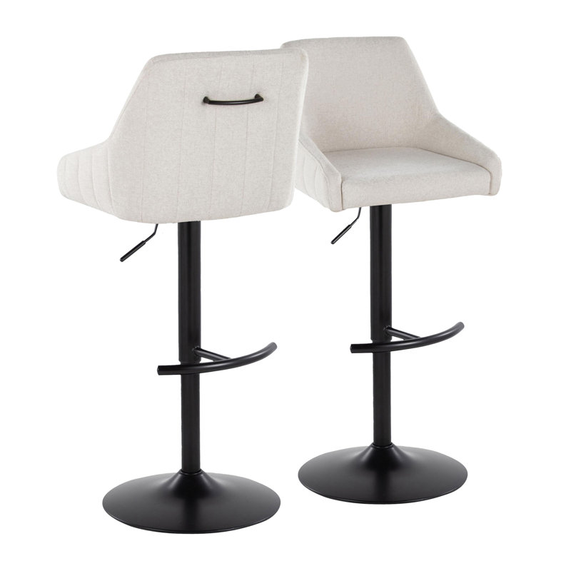 Harper Adjustable Barstool with Rounded T Footrest, Cream