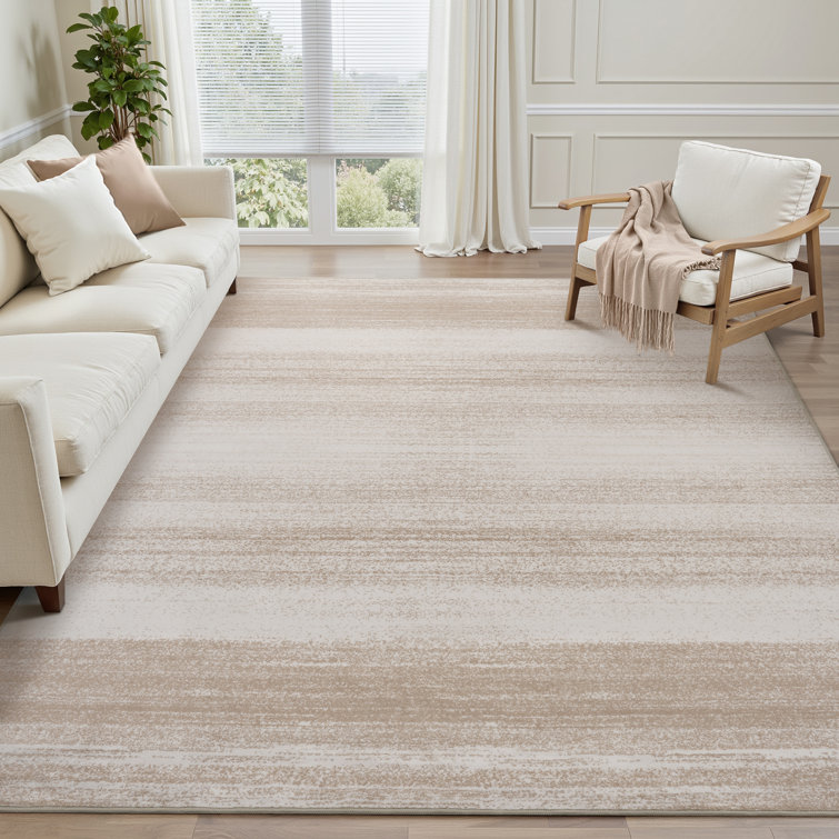 Tapis lavable abstrait ultra doux et moderne - beige chaud