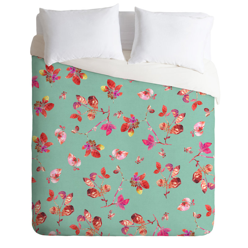 Bianca Polyester Floral Duvet Cover, Queen Duvet Cover + 2 Standard Shams