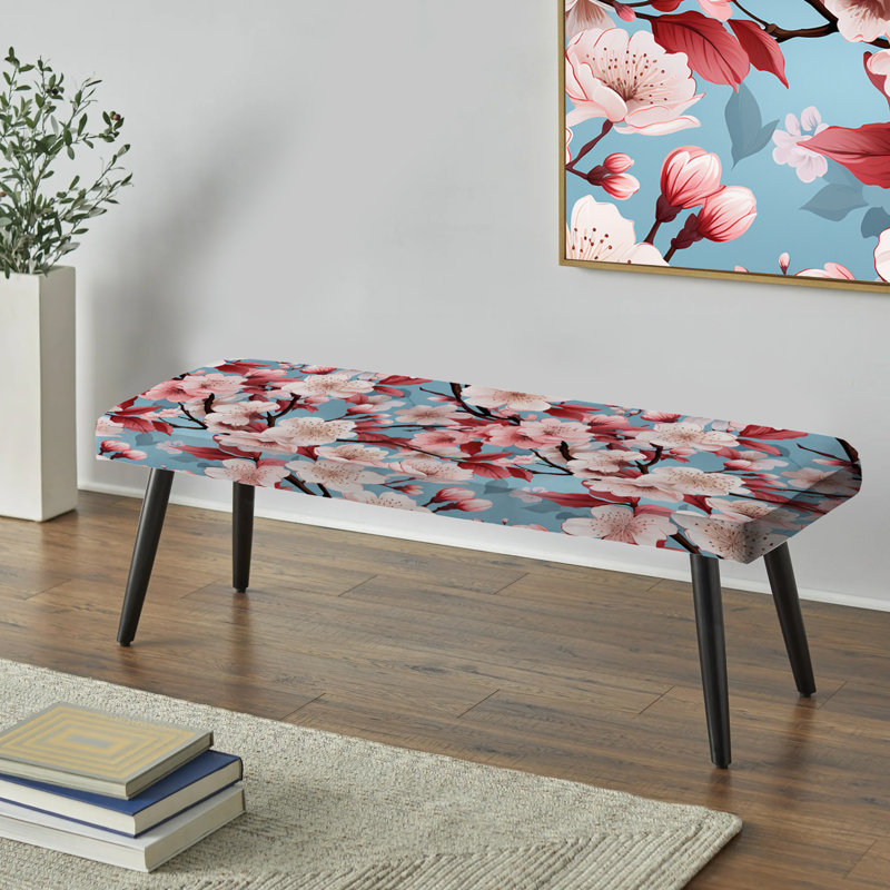 Banc rembourré noir Cherry Blossom Bliss II