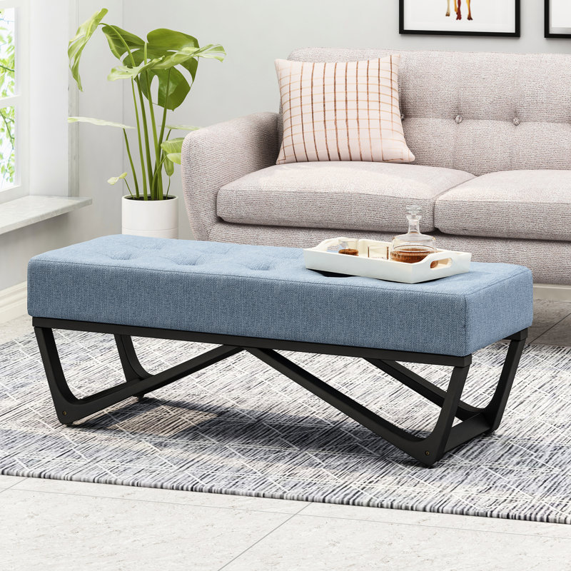 Banc moderne moderne avec siège à boutons rectangulaire, H 16,5 po x l 48,61 po x P 17,5 po