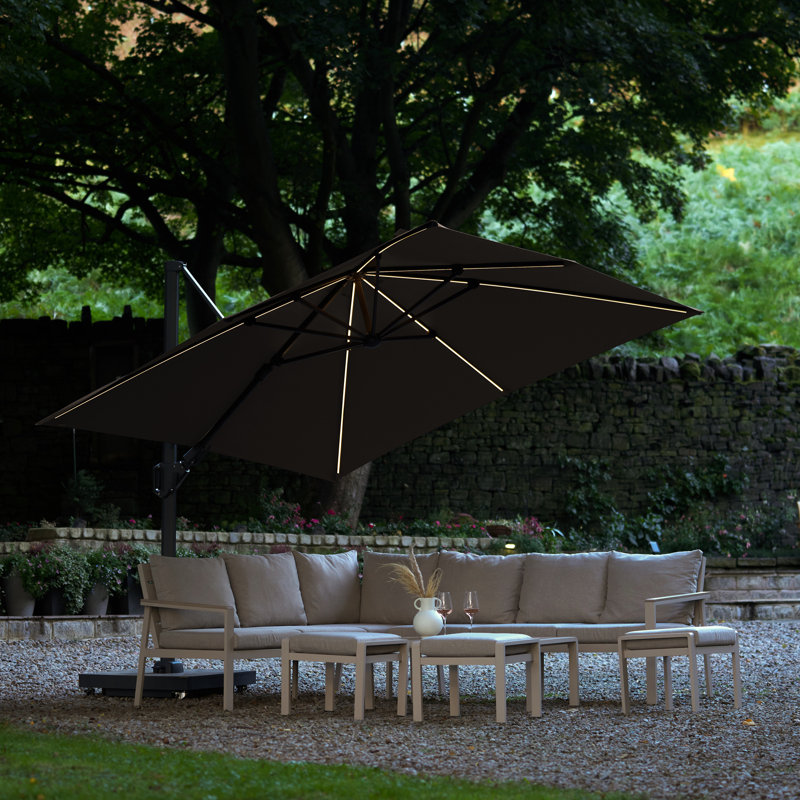Cerena 300cm Lighted Cantilever Parasol, Brown
