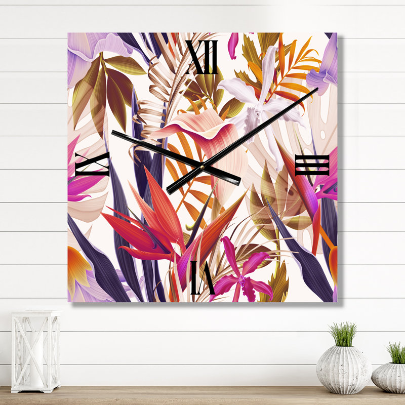 Horloge murale fleurs tropicales IV, Très grand