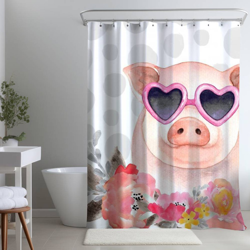 Shower Curtain CH2 – Polyester Shower Curtain, Dye Sublimation Print, 71" W × 74" L
