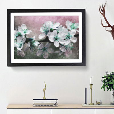 White Cherry Blossom Tree in Bloom - Picture Frame Painting Print