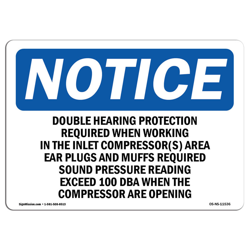 Double Hearing Protection Required When Sign