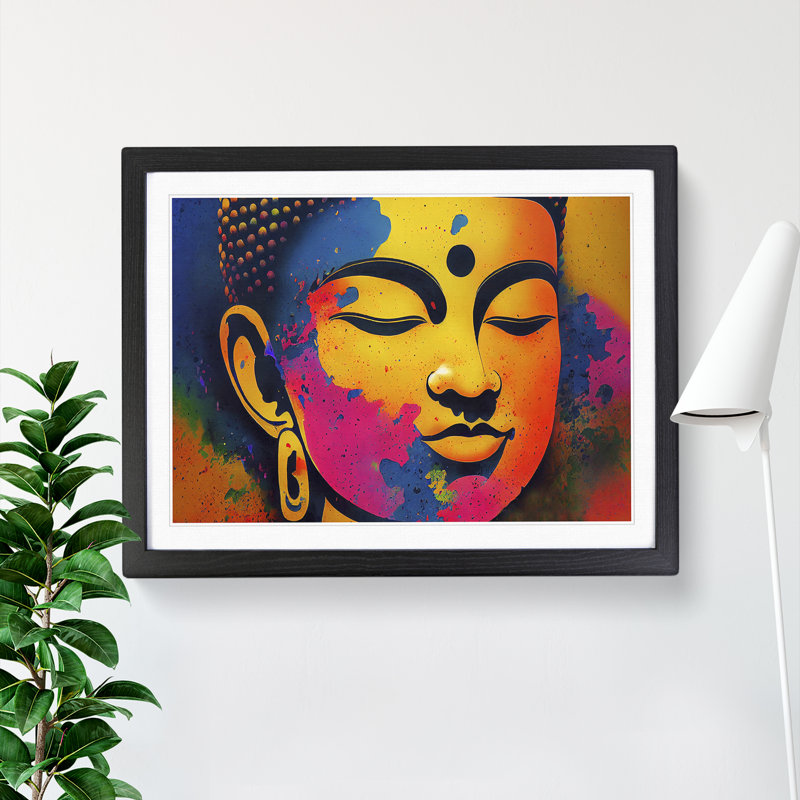 Colourful Buddha Vol.3 Abstract - Single Picture Frame Print, 46cm H x 64cm W x 2cm D, Black