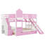 Lit superposé double de style château, lit superposé en bois avec 2 tiroirs et 3 tablettes, cadre de lit avec glissière et escalier de rangement-981346577