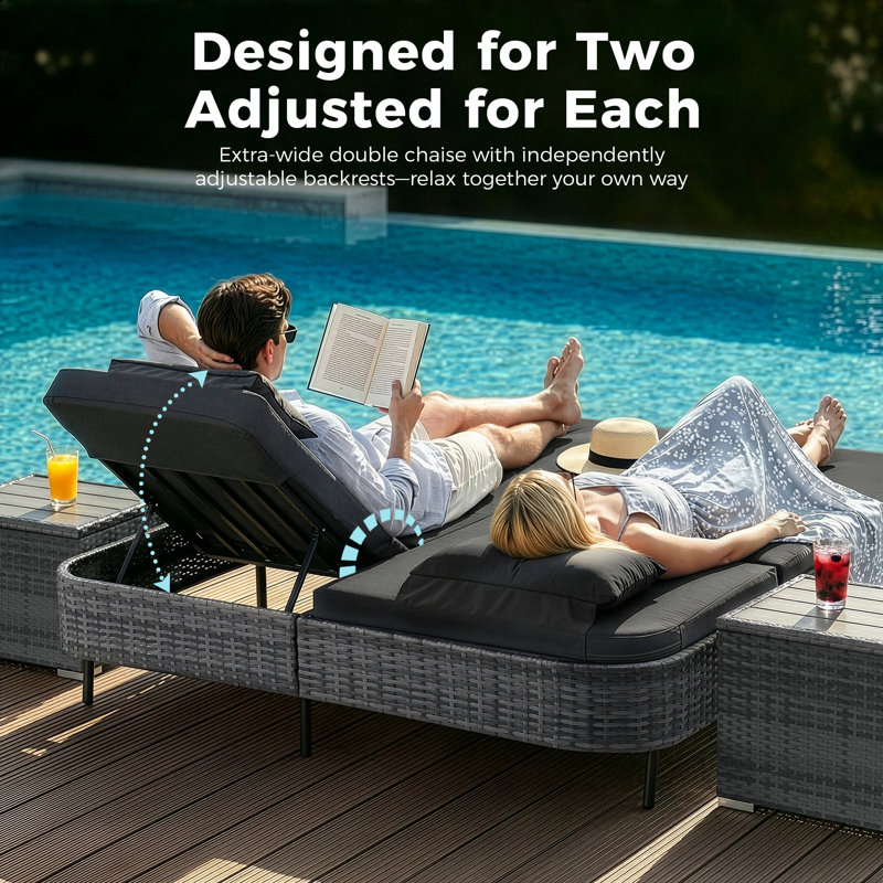 Ensemble de conversation modulaire 10 pièces Luxury, Noir, 10-Piece with Side Tables