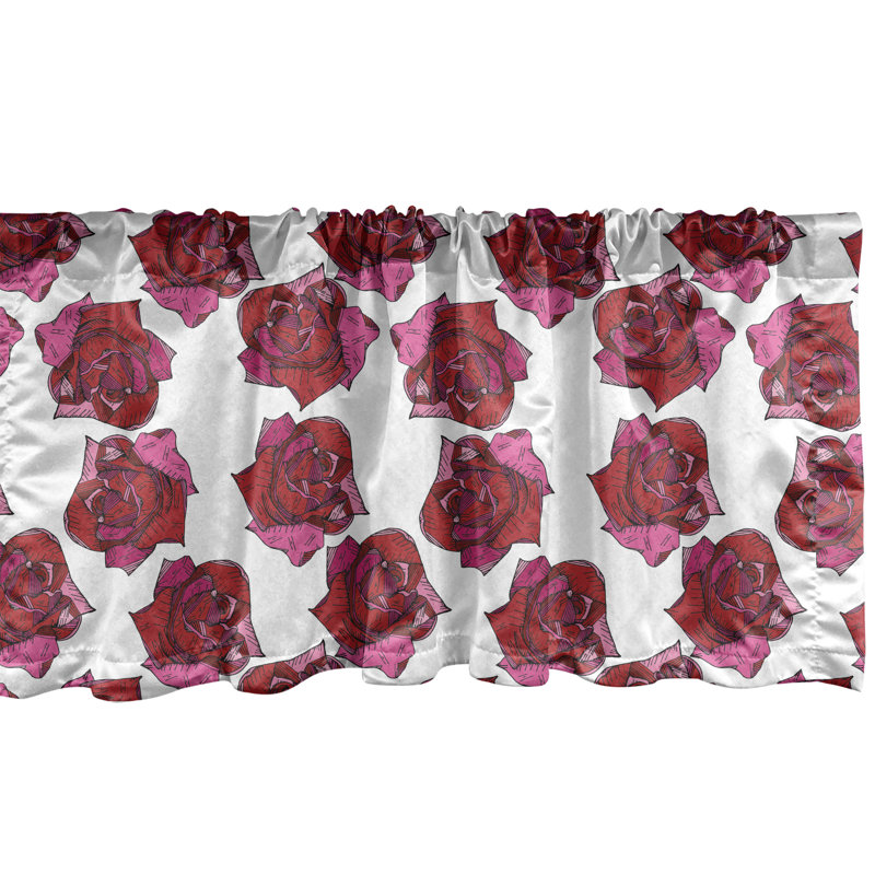 Cantonnière Ambesonne Roses, ensemble de 2 abstrait 92238, L 54 po x L 12 po