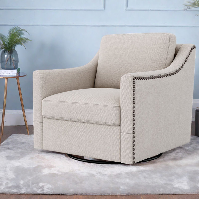 Chaises d'appoint pivotantes, chaise cloutée moderne en lin de coton pour la maison