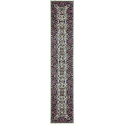 Tapis ivoire et bleu marine noué à la main de haute qualité