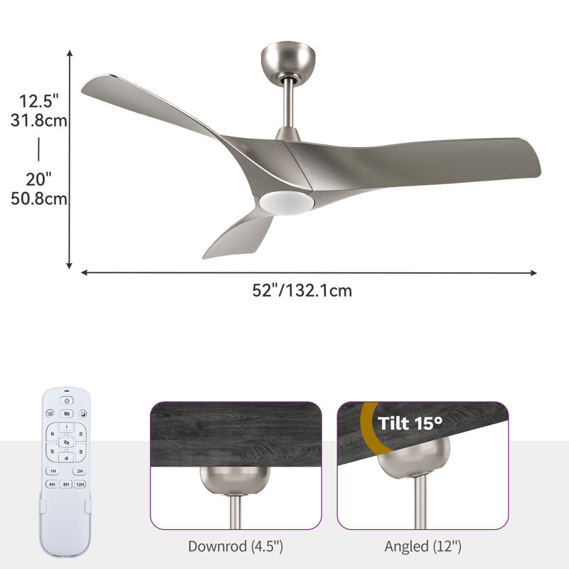 Ventilateur de plafond 3 pales 3 pales, Argent