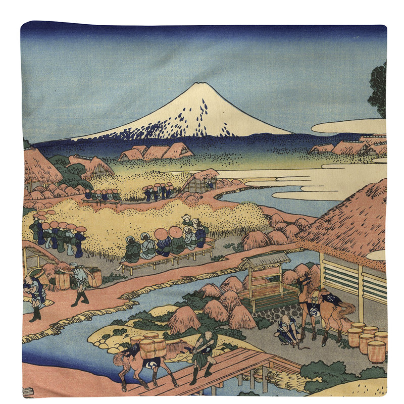 Katsushika Hokusai Cotton Square Napkin, Tan