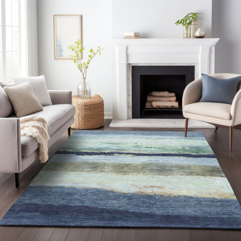 Machine Washable Indoor/Outdoor Arline ACN2169 Striped Rug, Rectangle 8' x 10'