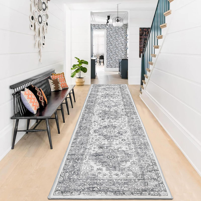 Floral Flatweave Area Rug, Runner 60 x 240cm