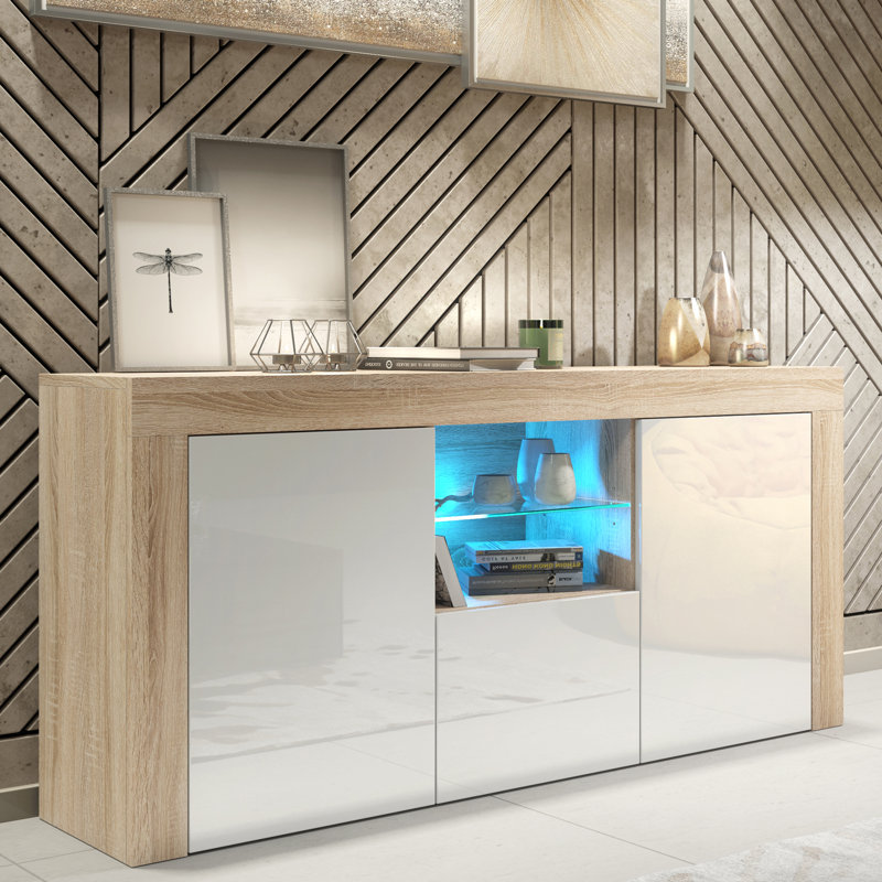 Bimlesh Unfinished TV Stand for TVs up to 48", Oak/White
