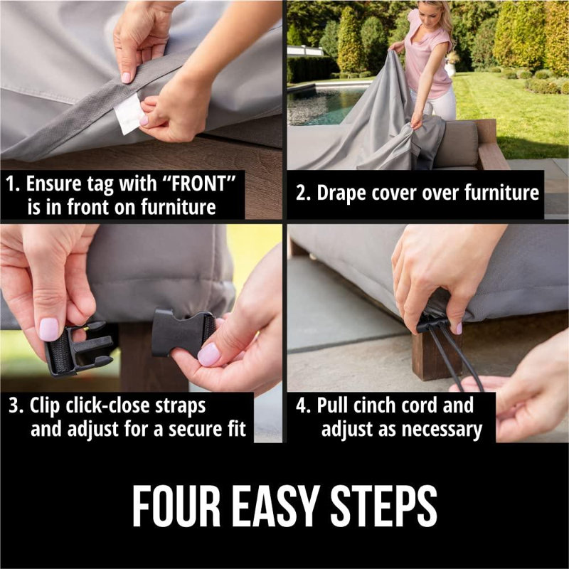 Waterproof Large Outdoor Patio Sofa Cover, 2 Seater 58 Inch, Heavy Duty 600D Furniture Covers Sets For Winter, Keep Cushions Dry, Protects From Sun, Snow, Rain, Windproof, UV Coated